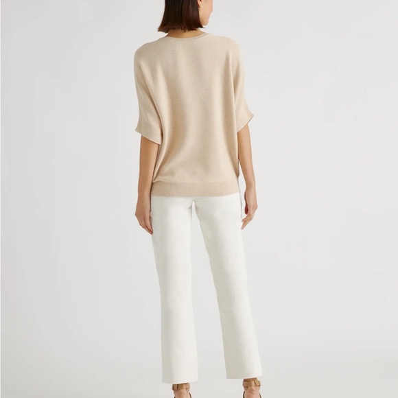 Quince Lightweight Cotton Cashmere Link-Stitch Dolman Sweater - Picture 4 of 7